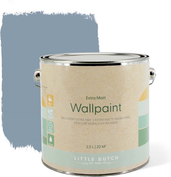 Little Dutch - Muurverf Mat - Faded Blue - Blauw - 2,5 liter