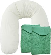 Form Fix XL Zwangerschapskussen - Voedingskussen - Zijslaapkussen - Body Pillow - Lichaamskussen - 185 cm - Inclusief 2 Badstof/Katoenen Hoezen - Groen