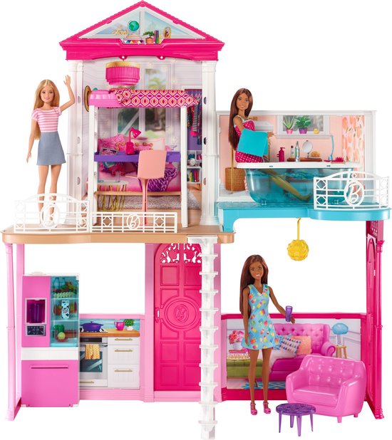 Barbie House, Furniture And Dolls