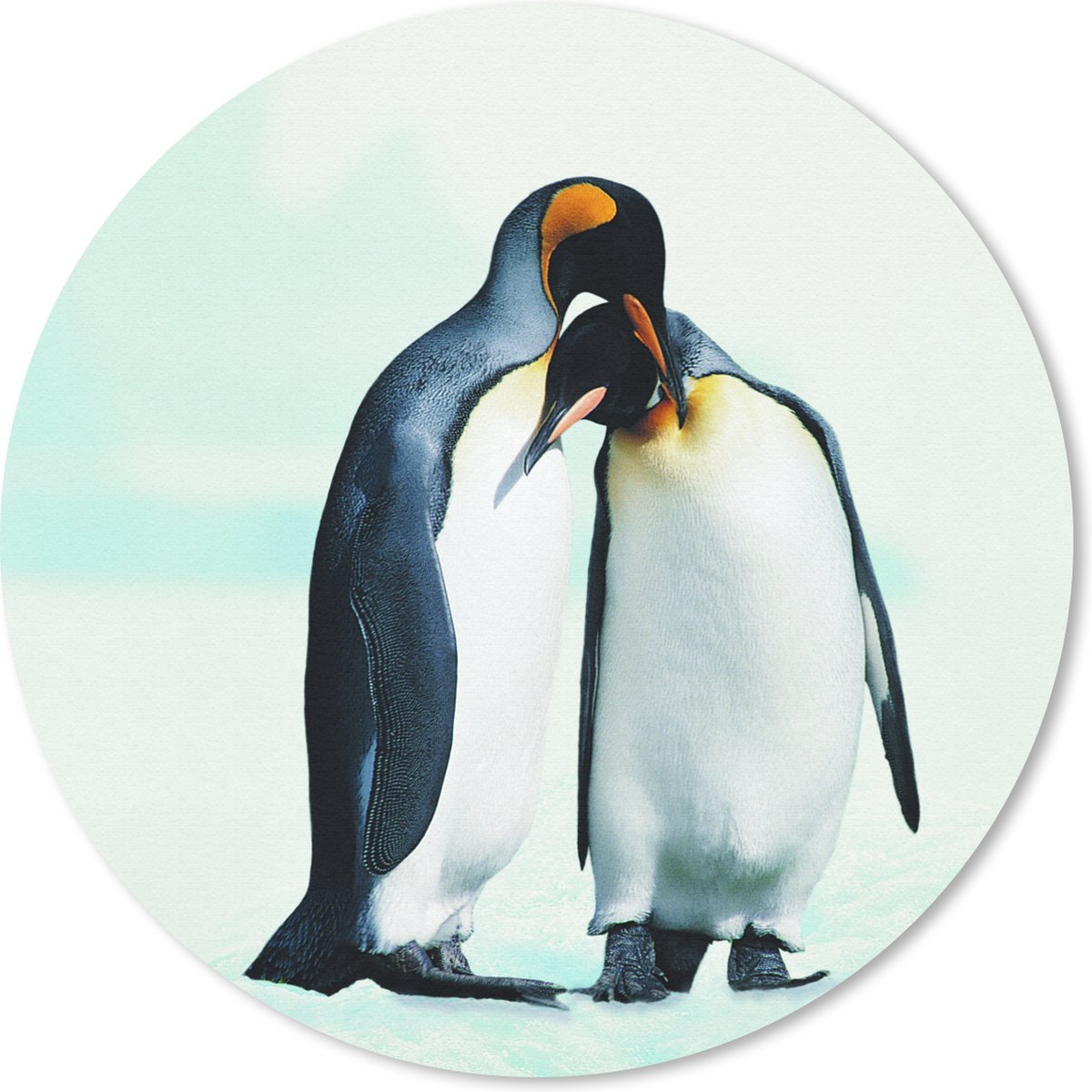 Muismat rond 40x40 cm - Mousepad Pinguïns - Sneeuw - Familie - Ronde muismatten