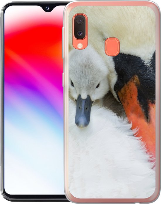 Convient pour coque Samsung Galaxy A20e - Cygne - Poussin - Macro - Coque de téléphone en Siliconen