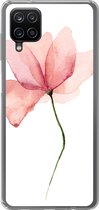 Geschikt voor Samsung Galaxy A12 hoesje - Bloemen - Waterverf - Roze - Siliconen Telefoonhoesje
