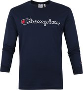 Champion - Longsleeve T-Shirt Script Logo Donkerblauw - XXL - Comfort-fit