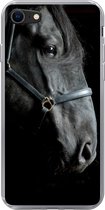 Telefoonhoesje Geschikt voor iPhone 8 hoesje - Paard - Zwart - Halster - Siliconen Telefoonhoesje