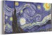 Wanddecoratie Metaal - Aluminium Schilderij Industrieel - Sterrennacht - Vincent van Gogh - 40x20 cm - Dibond - Foto op aluminium - Industriële muurdecoratie - Voor de woonkamer/slaapkamer