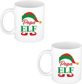 4x stuks cadeau kerstmok Papa Elf - 300 ml - keramiek - koffiemok / theebeker - Kerstmis - kerstcadeau Papa / vader