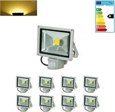 8 x LED Schijnwerper + Sensor 20W Warm Wit