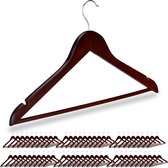 Relaxdays kledinghangers hout - set van 60 - broeklat - kleerhangers bruin - draaibaar