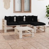 Decoways - 5-delige Loungeset met kussens pallet grenenhout