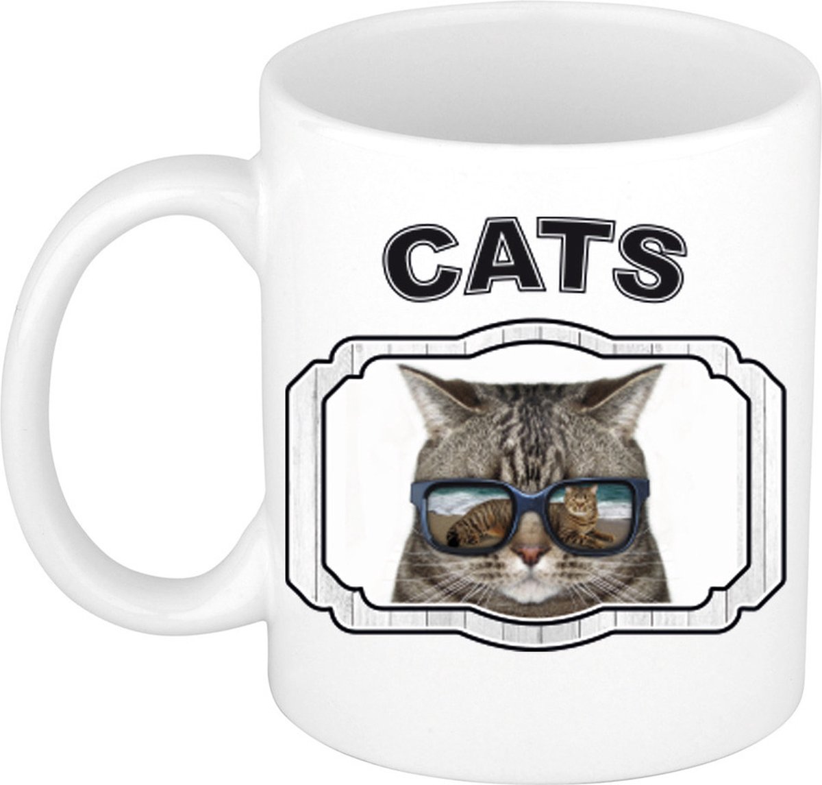 Dieren liefhebber coole poes mok 300 ml - kerramiek - cadeau beker / mok katten liefhebber