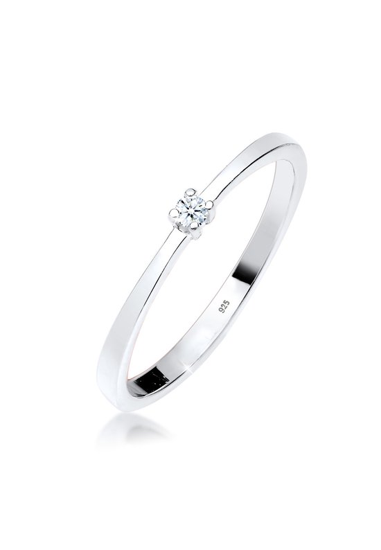 Elli PREMIUM Dames Ring Dames Verlovingsring met Diamant (0,03 ct) in 925 Sterling Zilver