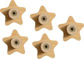 Set van 5 houten kapstokhaken voor kinderkamers (ster, beukenhout)