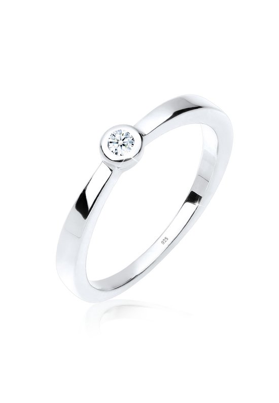 Elli DIAMONDS Dames Ring met Diamant 925 Sterling Zilver - maat 54