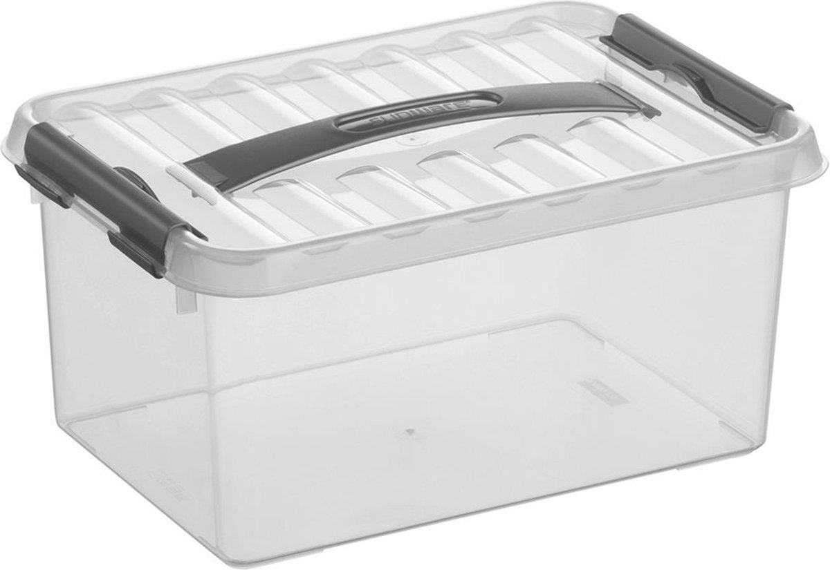 Sunware - Q-line opbergbox 6L - Set van 6 - Transparant/metaal