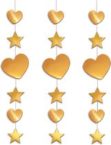 3x stuks gouden hartjes decoratie 90 cm