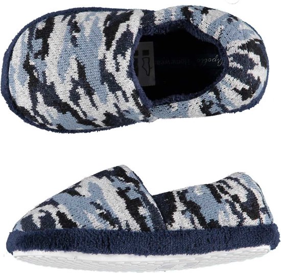 Jongens instap slippers/pantoffels army blauw maat 25-26
