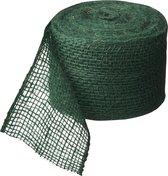 Juteband groen 10 cm x 25 meter - Hobby/knutselmateriaal - Decoratie banden - Jute band/rand - Cadeau's inpakken - Knutselen