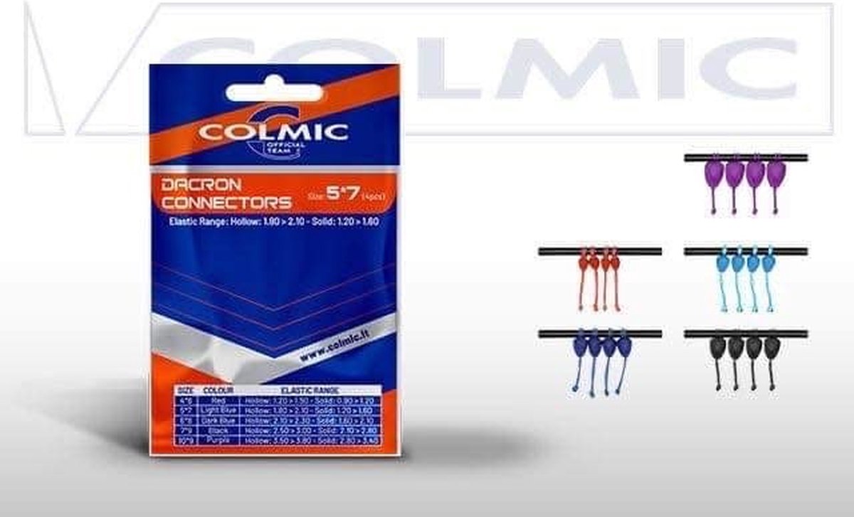 Colmic Dacron Connectors (4 pcs) - Maat : 7X9mm (Black)