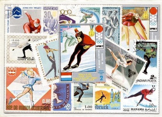 Schaatssport – Luxe postzegel pakket (A6 formaat) : collectie van 25