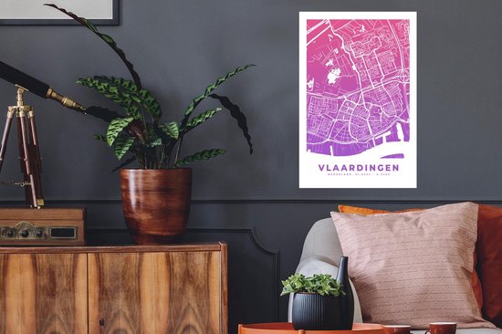 Stickers Stickers muraux - Plan de la ville - Vlaardingen - Violet - Pays- Nederland - 40x60 cm - Feuille adhésive - Carte