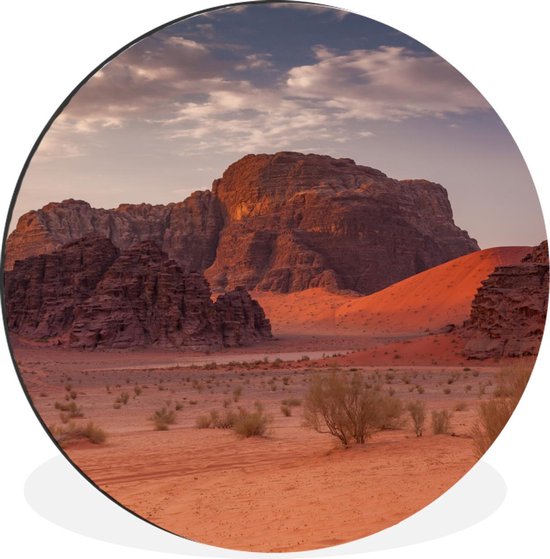 WallCircle - Wandcirkel - Muurcirkel - Wadi Rum - Woestijn - Berg - Aluminium - Dibond - ⌀ 90 cm - Binnen en Buiten