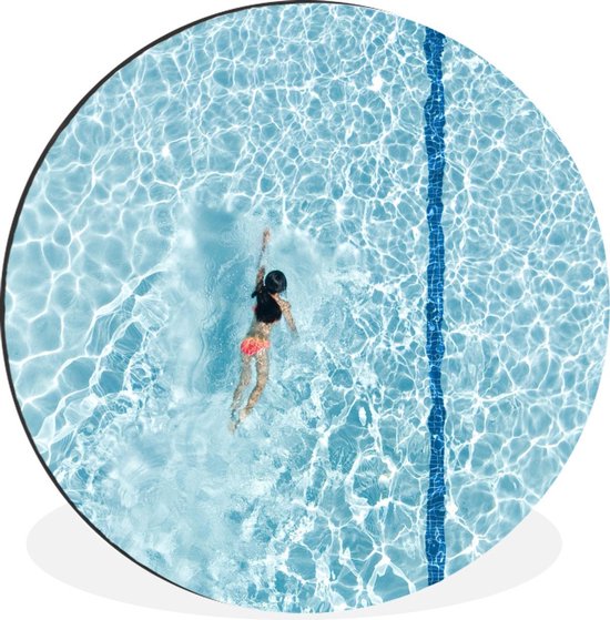 WallCircle - Wandcirkel - Muurcirkel - Zwembad - Water - Blauw - Aluminium - Dibond - ⌀ 90 cm - Binnen en Buiten