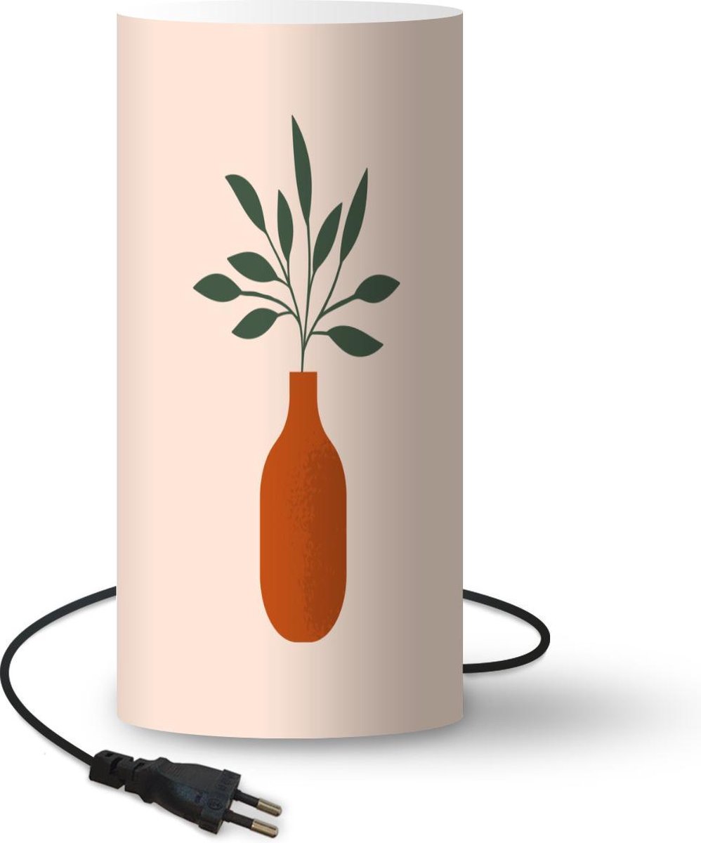 Lamp - Nachtlampje - Tafellamp slaapkamer - Vaas - Plant - Pastel. - 54 cm hoog - Ø24.8 cm - Inclusief LED lamp