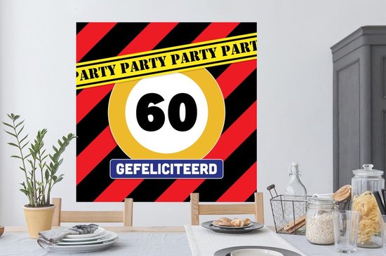 Stickers muraux - Film autocollant - Anniversaire - 60 ans - Rayures - 120x120 cm - Film adhésif - Stickers muraux muraux Chambre d'enfant - Papier peint autocollant XXL - Papier peint autocollant - Film autocollant
