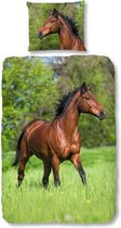 dekbedovertrek Horse 140 x 220 cm katoen groen