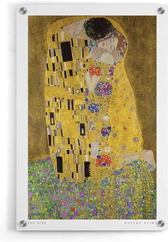 Walljar - Gustav Klimt - De Kus - Muurdecoratie - Acrylglas schilderij - 70 x 100 cm