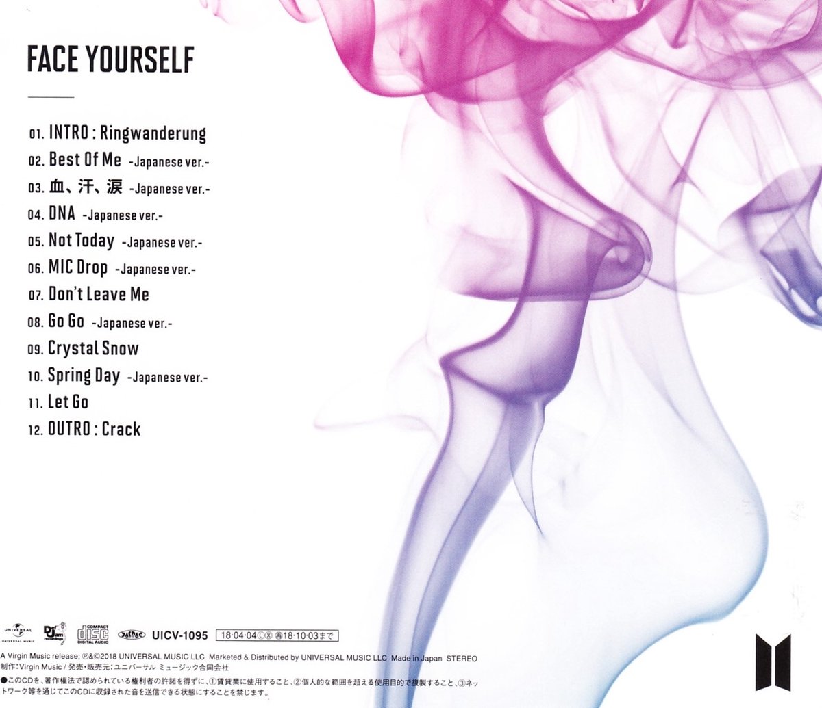BTS Face Yourself (CD), BTS CD (album) Muziek