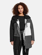 SAMOON Dames Gebreide mantel met moderne franjes Black gemustert-52