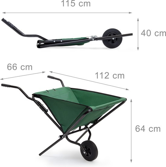 Relaxdays kruiwagen opvouwbaar - inklapbare tuinwagen - vouwkruiwagen - groen - 50 l van Relaxdays — afbeelding 5