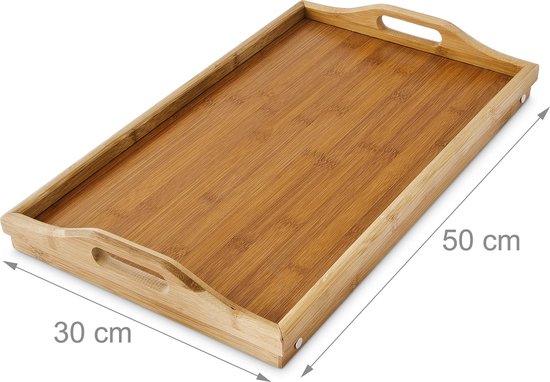 Bamboe bedtafel 50 x 30 cm, met handgrepen.