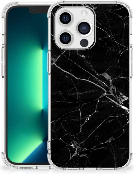 Smartphone hoesje iPhone 13 Pro Max Mobiel Hoesje met transparante rand Marmer | bol.com
