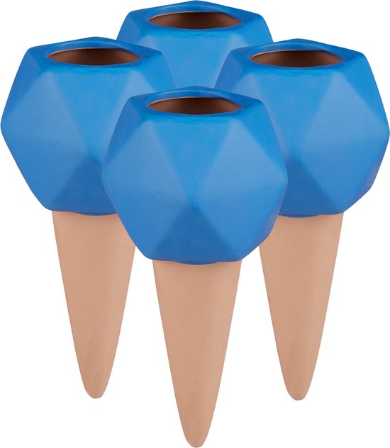 goutteur d'eau relaxdays pour plantes - lot de 4 - système d'arrosage pour bouteille de vin - argile