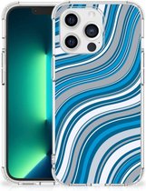 Shockproof Case Geschikt voor iPhone13 Pro Max Telefoon Hoesje met doorzichtige rand Golven Blauw