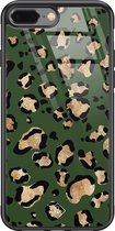 iPhone 8 Plus/7 Plus hoesje glass - Luipaard groen | Apple iPhone 8 Plus case | Hardcase backcover zwart
