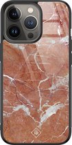 iPhone 13 Pro hoesje glass - Marble sunkissed | Apple iPhone 13 Pro  case | Hardcase backcover zwart