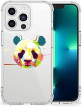 Silicone Hoesje Geschikt voor 13 Pro Telefoon Hoesje met doorzichtige rand Panda Color