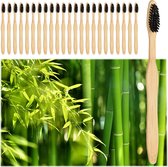 Relaxdays bamboe tandenborstels - set van 24 - handtandenborstel - duurzaam - natuurlijk - zwart