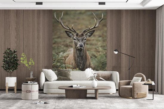 Papier peint - Papiers Papier peint photo Cerf - Bois - Feuilles - Largeur 160 cm x Hauteur 240 cm