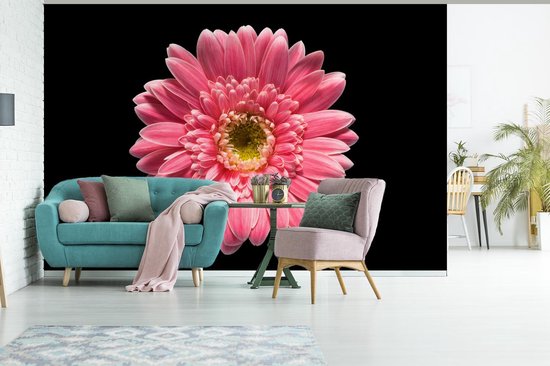 Papier peint Papier peint photo en vinyle - Fleur rose sur fond noir largeur 330 cm x hauteur 220 cm - Tirage photo sur papier peint (disponible en 7 tailles)