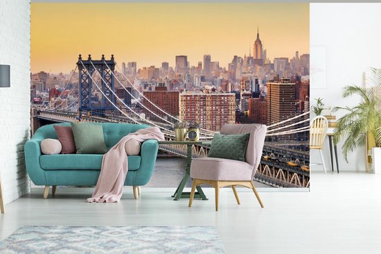 Behang - Fotobehang Manhattan Bridge in New York - Breedte 330 cm x hoogte 220 cm