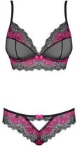 Tulia 2-Delige BH Set - Zwart/Roze - Sexy Lingerie & Kleding - Lingerie Dames - Dames Lingerie - BH-Sets