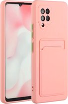 Telefoonhoes Geschikt voor: Samsung Galaxy A42 5G siliconen Pasjehouder hoesje - roze