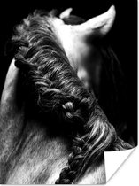 Poster Paard - Vlechten - Zwart - wit - 60x80 cm