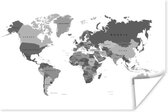 Décoration murale - Les pays sont marqués de différentes couleurs sur la carte du monde - noir et blanc - 90x60 cm - Affiche