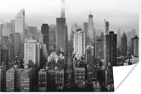 Poster Skyline van New York - zwart wit - 180x120 cm XXL
