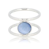 My Bendel - Dubbele ring - met blauwe cateye steen - Unieke ring met mooie cateye steen - Met luxe cadeauverpakking